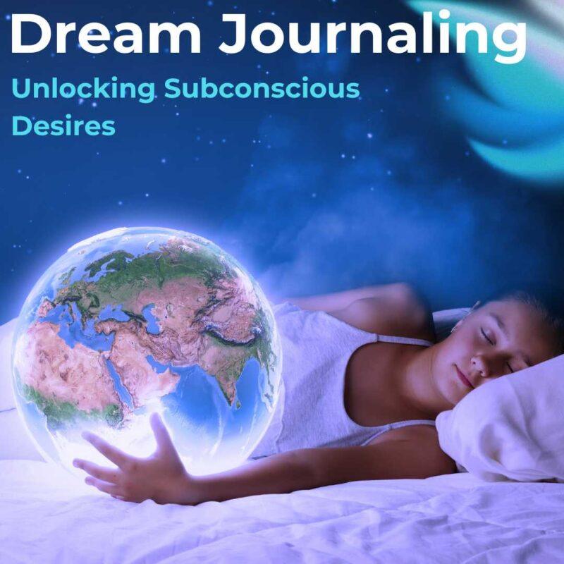 Image of young girl asleep in bedd holding planet earth deep in dream state.